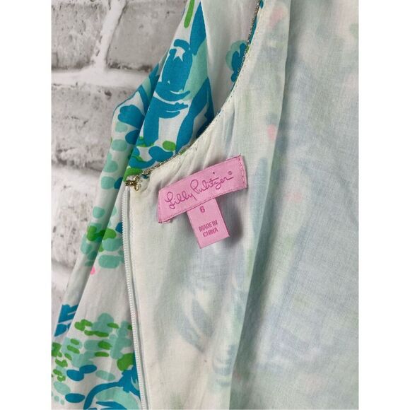 Lilly Pulitzer Janice Shift Dress High Beam Lighthouses Gold Metallic Trim Size - Picture 5 of 10
